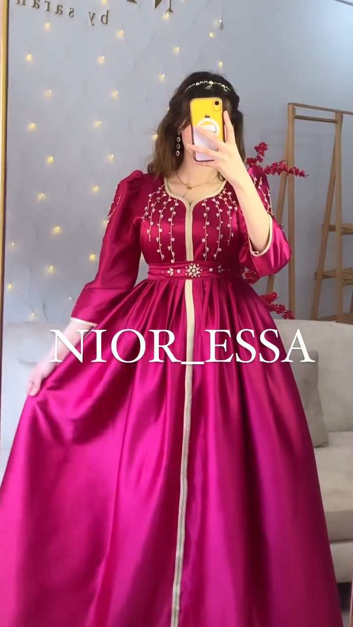 ✨ Robe caftan perlée