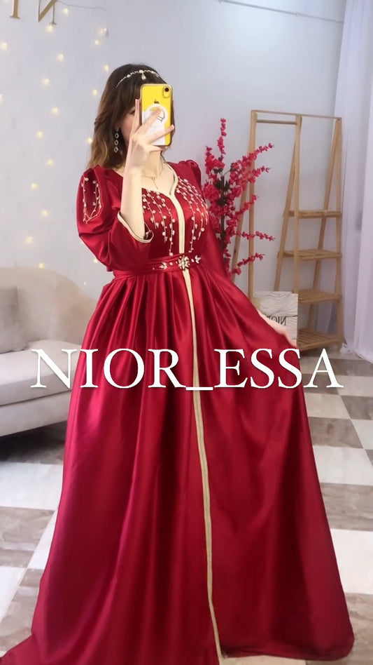 ✨ Robe caftan perlée