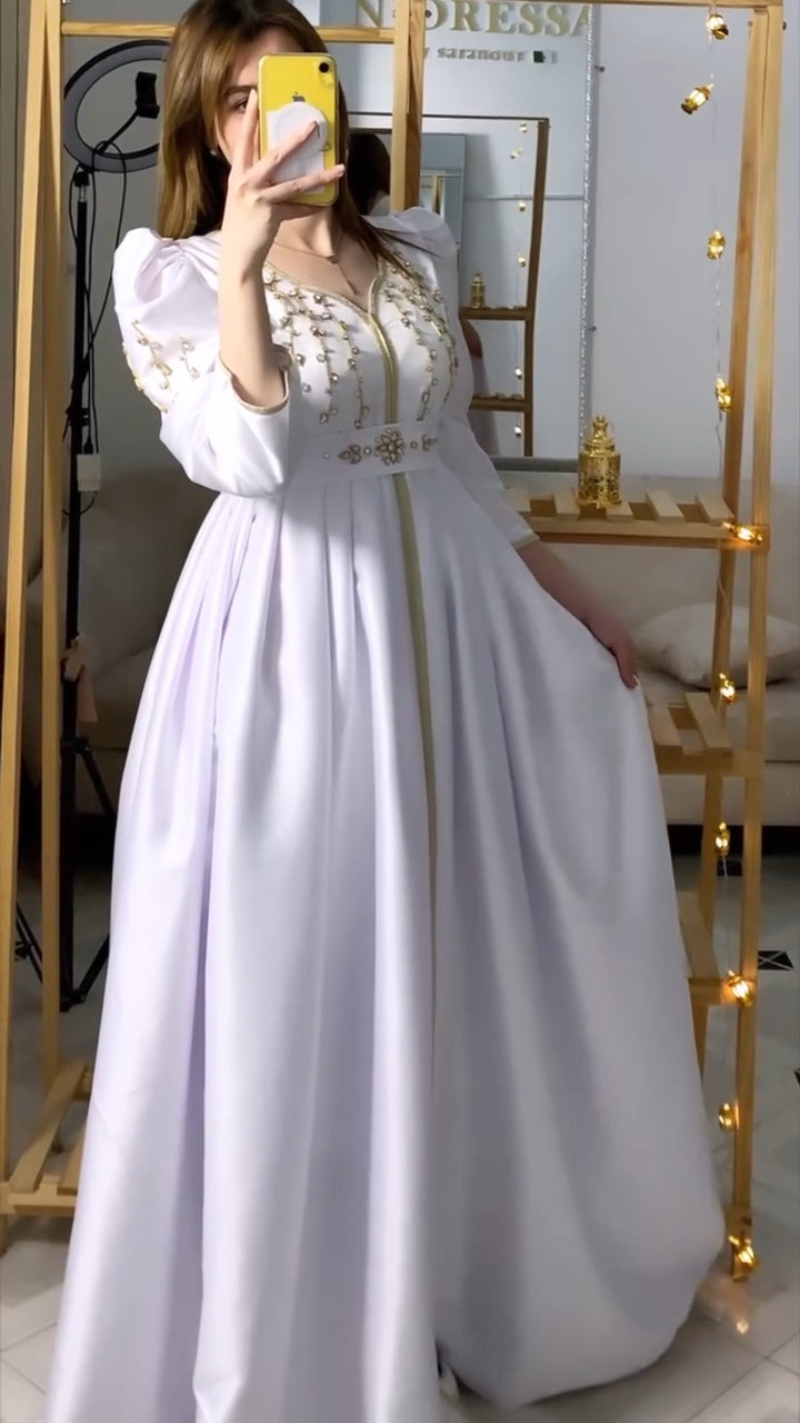 ✨ Robe caftan perlée